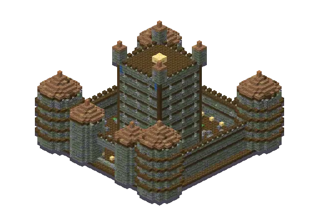32 blocks high jungle palace, a Minecraft castle of 14,095 blocks, rendered by Blocksmith from “a 32 blocks high jungle palace”