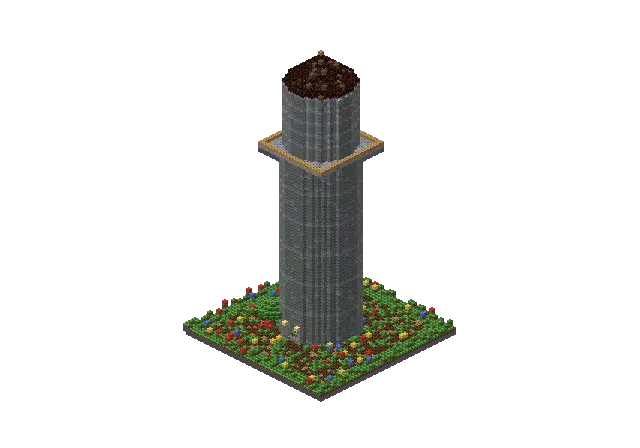 60 blocks high cobble wizard tower, a Minecraft tower of 10,834 blocks, rendered by Blocksmith from “a 60 blocks high cobble wizard tower”