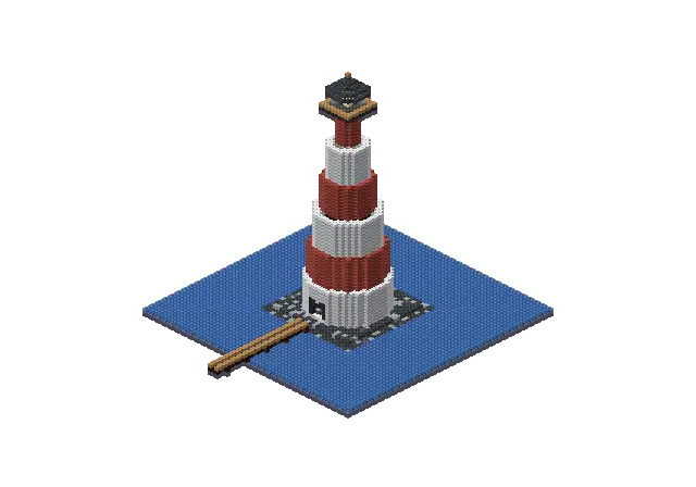 60 blocks high dark gothic lighthouse, a Minecraft lighthouse of 8,122 blocks, rendered by Blocksmith from “a 60 blocks high dark gothic lighthouse”