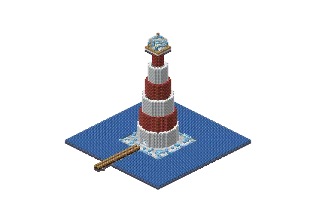 60 blocks high frozen lighthouse, a Minecraft lighthouse of 8,122 blocks, rendered by Blocksmith from “a 60 blocks high frozen lighthouse”