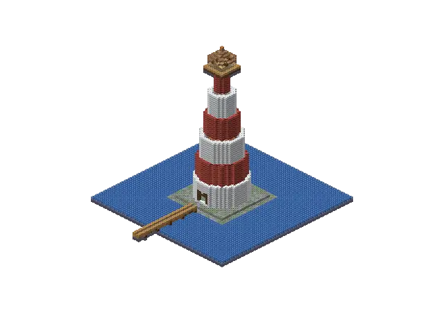 60 blocks high jungle lighthouse, a Minecraft lighthouse of 8,122 blocks, rendered by Blocksmith from “a 60 blocks high jungle lighthouse”