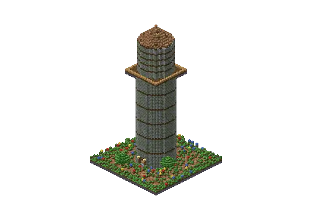 60 blocks high jungle wizard tower, a Minecraft tower of 10,882 blocks, rendered by Blocksmith from “a 60 blocks high jungle wizard tower”