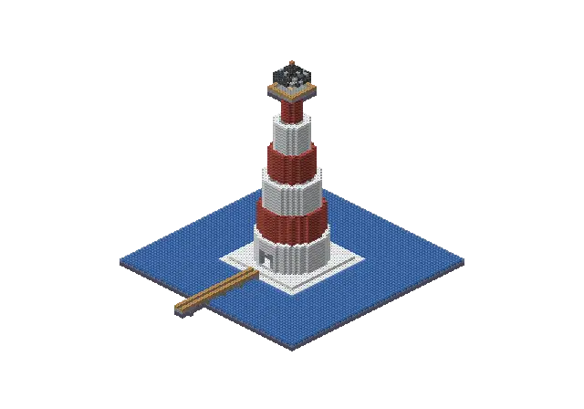 60 blocks high modern lighthouse, a Minecraft lighthouse of 8,122 blocks, rendered by Blocksmith from “a 60 blocks high modern lighthouse”