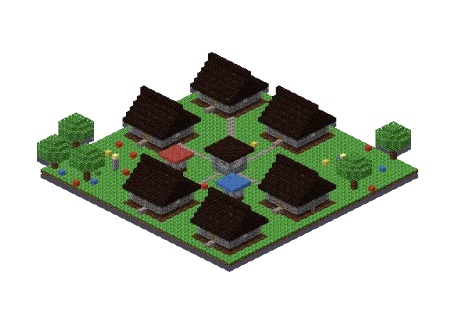 Big cobble village, a Minecraft village of 5,891 blocks, rendered by Blocksmith from “a big cobble village”