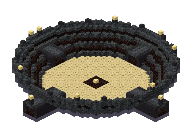 Big dark gothic arena, a Minecraft arena of 2,717 blocks, rendered by Blocksmith from “a big dark gothic arena”