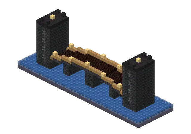 Big dark gothic bridge, a Minecraft bridge of 1,748 blocks, rendered by Blocksmith from “a big dark gothic bridge”