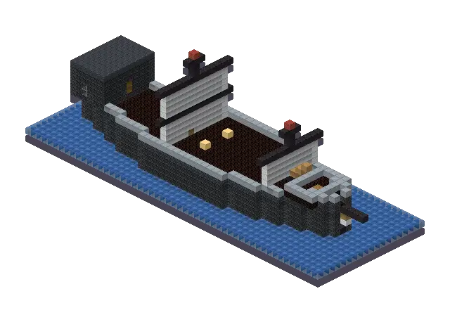 Big dark gothic ship, a Minecraft ship of 2,473 blocks, rendered by Blocksmith from “a big dark gothic ship”