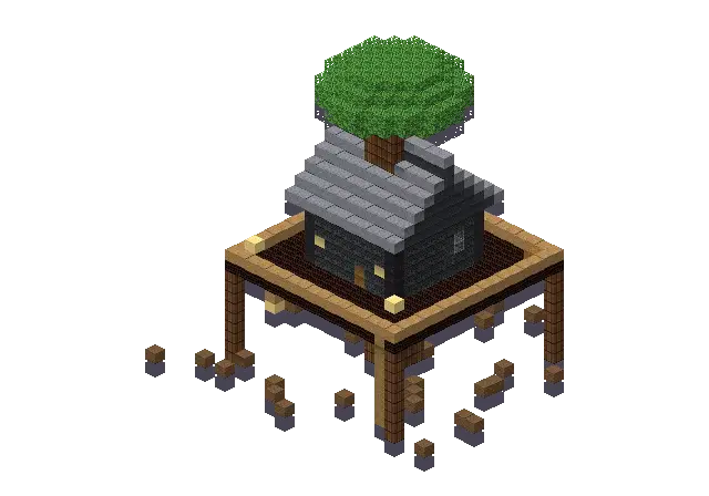 Big dark gothic treehouse, a Minecraft treehouse of 1,346 blocks, rendered by Blocksmith from “a big dark gothic treehouse”