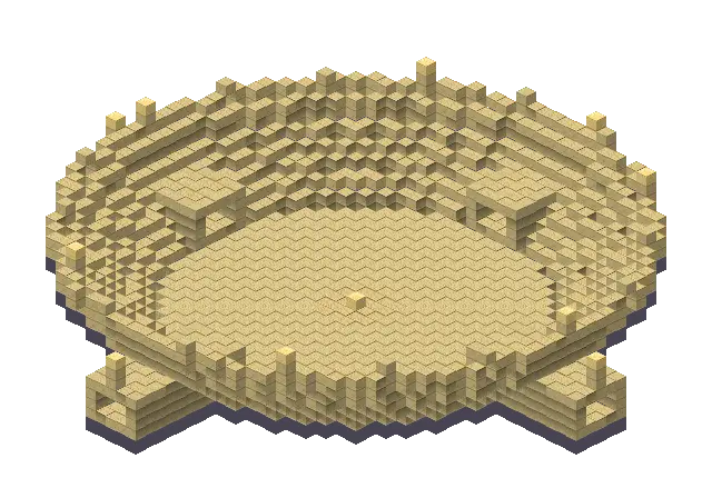 Big desert arena, a Minecraft arena of 2,717 blocks, rendered by Blocksmith from “a big desert arena”