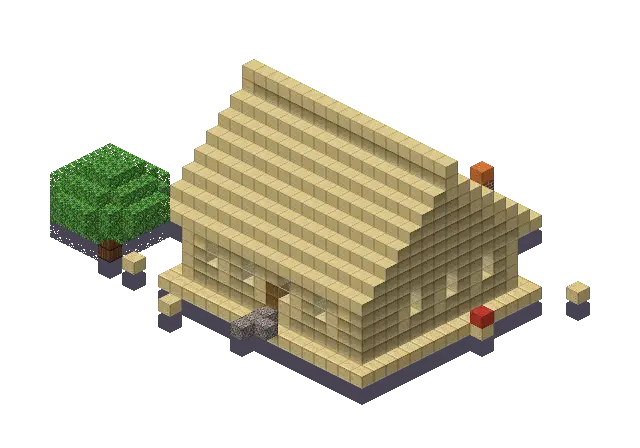 Big desert house, a Minecraft house of 1,187 blocks, rendered by Blocksmith from “a big desert house”