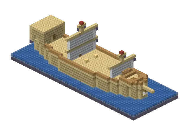 Big desert ship, a Minecraft ship of 2,473 blocks, rendered by Blocksmith from “a big desert ship”