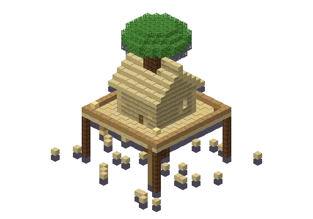 Big desert treehouse, a Minecraft treehouse of 1,346 blocks, rendered by Blocksmith from “a big desert treehouse”