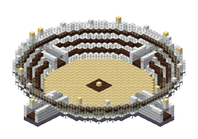 Big frozen arena, a Minecraft arena of 2,717 blocks, rendered by Blocksmith from “a big frozen arena”
