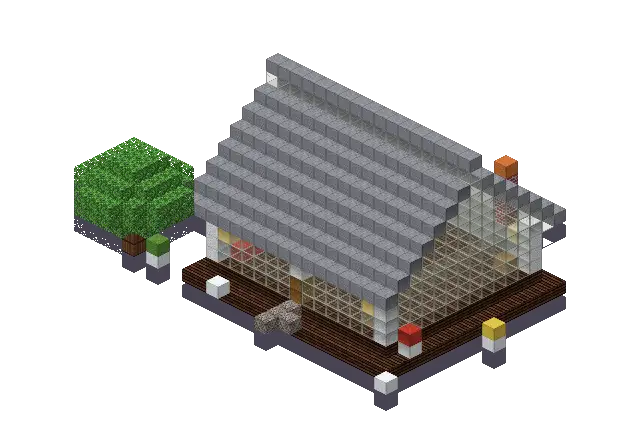 Big frozen house, a Minecraft house of 1,190 blocks, rendered by Blocksmith from “a big frozen house”