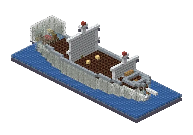 Big frozen ship, a Minecraft ship of 2,473 blocks, rendered by Blocksmith from “a big frozen ship”