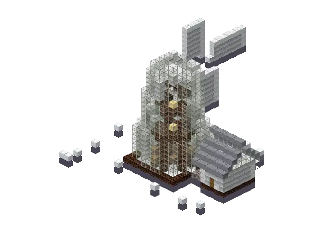 Big frozen windmill, a Minecraft windmill of 1,620 blocks, rendered by Blocksmith from “a big frozen windmill”