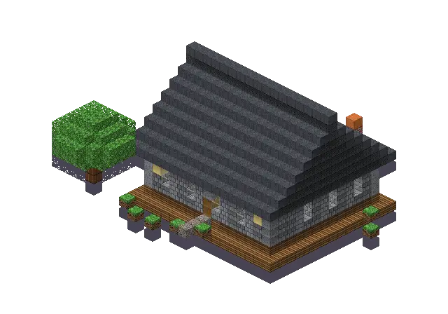 Big house, a Minecraft house of 1,189 blocks, rendered by Blocksmith from “a big house”