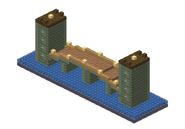 Big jungle bridge, a Minecraft bridge of 1,748 blocks, rendered by Blocksmith from “a big jungle bridge”