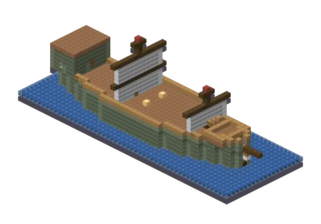 Big jungle ship, a Minecraft ship of 2,473 blocks, rendered by Blocksmith from “a big jungle ship”