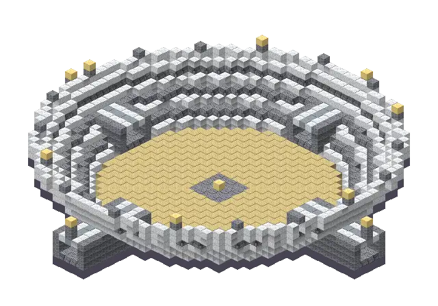 Big modern arena, a Minecraft arena of 2,717 blocks, rendered by Blocksmith from “a big modern arena”