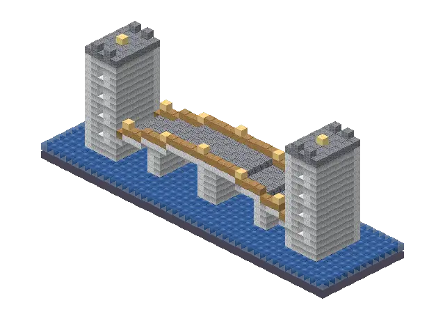 Big modern bridge, a Minecraft bridge of 1,748 blocks, rendered by Blocksmith from “a big modern bridge”