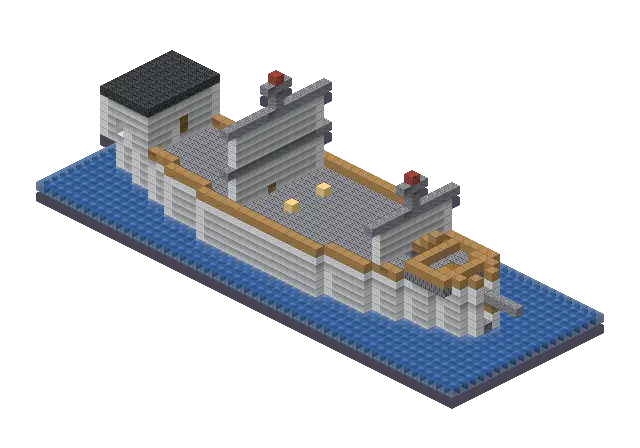 Big modern ship, a Minecraft ship of 2,473 blocks, rendered by Blocksmith from “a big modern ship”
