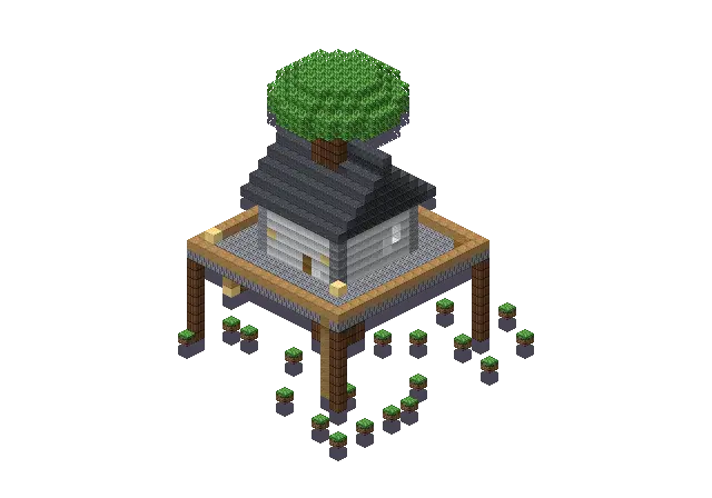 Big modern treehouse, a Minecraft treehouse of 1,345 blocks, rendered by Blocksmith from “a big modern treehouse”