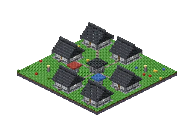 Big modern village, a Minecraft village of 5,256 blocks, rendered by Blocksmith from “a big modern village”