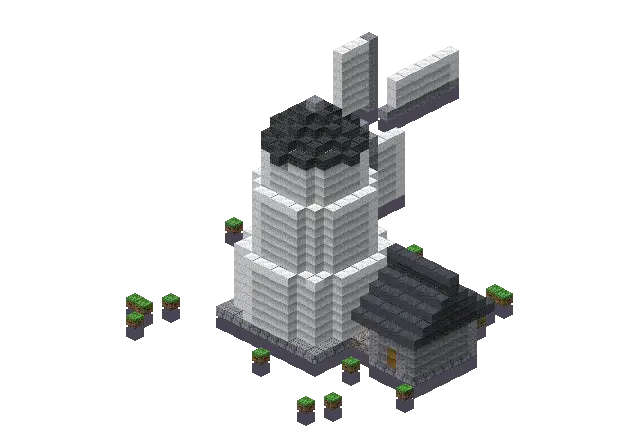 Big modern windmill, a Minecraft windmill of 1,621 blocks, rendered by Blocksmith from “a big modern windmill”
