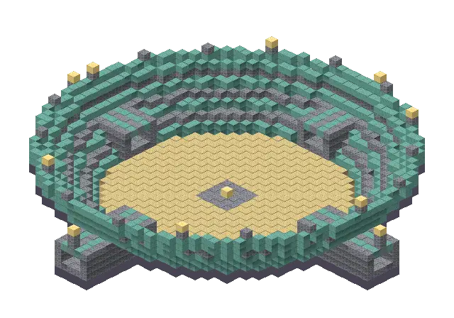 Big ocean arena, a Minecraft arena of 2,717 blocks, rendered by Blocksmith from “a big ocean arena”