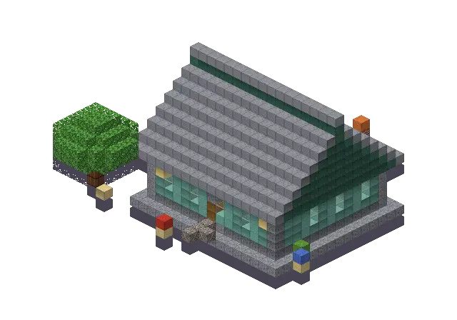 Big ocean house, a Minecraft house of 1,193 blocks, rendered by Blocksmith from “a big ocean house”