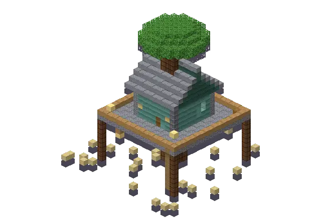 Big ocean treehouse, a Minecraft treehouse of 1,346 blocks, rendered by Blocksmith from “a big ocean treehouse”