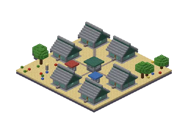 Big ocean village, a Minecraft village of 5,856 blocks, rendered by Blocksmith from “a big ocean village”