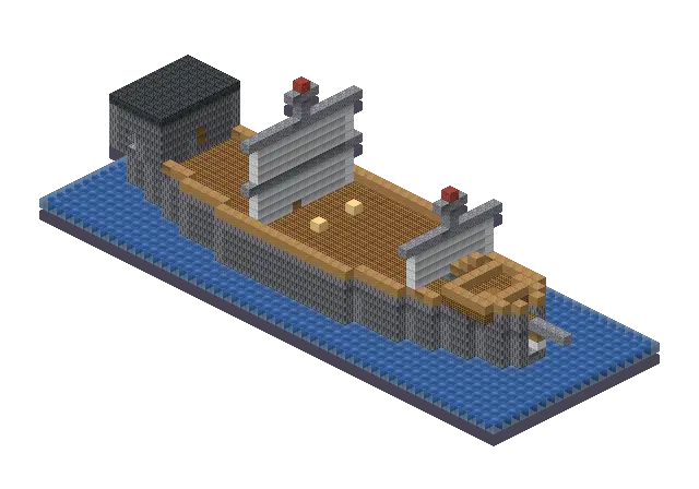 Big ship, a Minecraft ship of 2,473 blocks, rendered by Blocksmith from “a big ship”