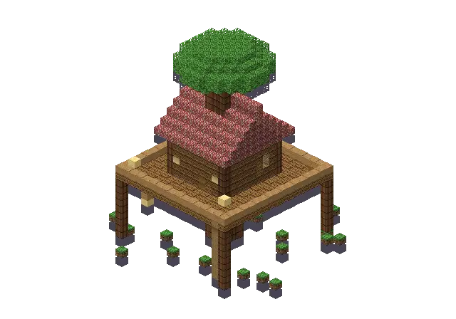 Big treehouse, a Minecraft treehouse of 1,344 blocks, rendered by Blocksmith from “a big treehouse”