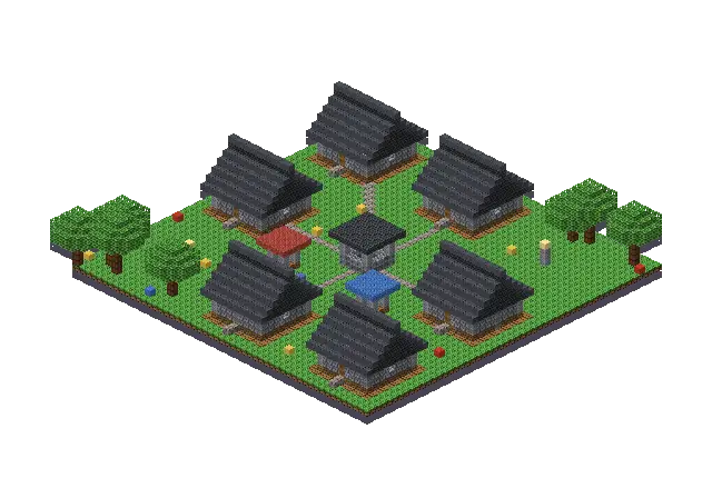 Big village, a Minecraft village of 6,138 blocks, rendered by Blocksmith from “a big village”