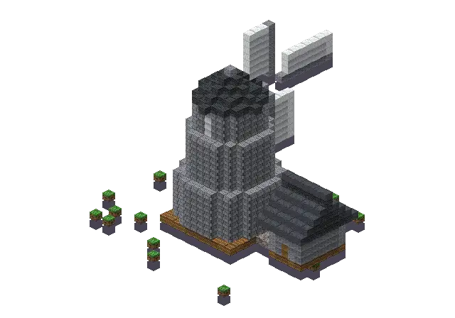 Big windmill, a Minecraft windmill of 1,619 blocks, rendered by Blocksmith from “a big windmill”