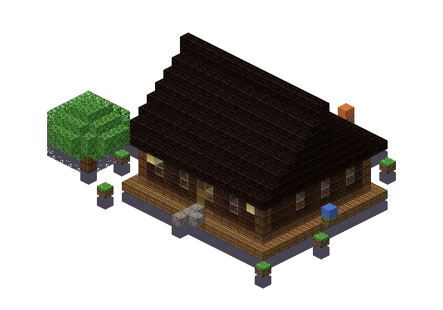 Big wooden house, a Minecraft house of 1,191 blocks, rendered by Blocksmith from “a big wooden house”