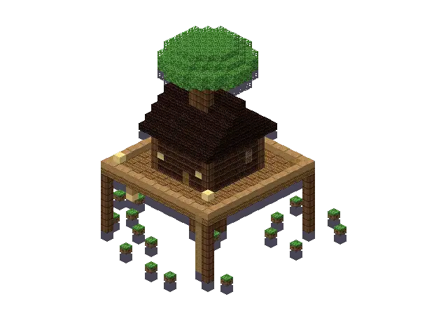 Big wooden treehouse, a Minecraft treehouse of 1,346 blocks, rendered by Blocksmith from “a big wooden treehouse”