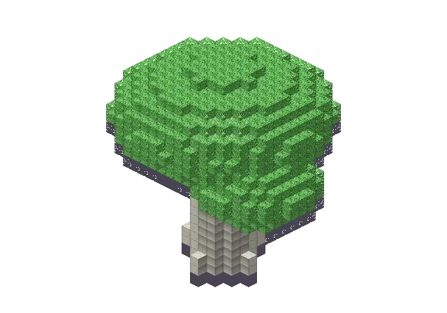Birch tree, a Minecraft object of 1,311 blocks, rendered by Blocksmith from “a birch tree”