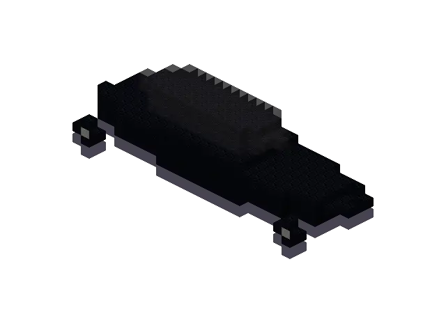 Black limousine, a Minecraft vehicle of 869 blocks, rendered by Blocksmith from “a black limousine”