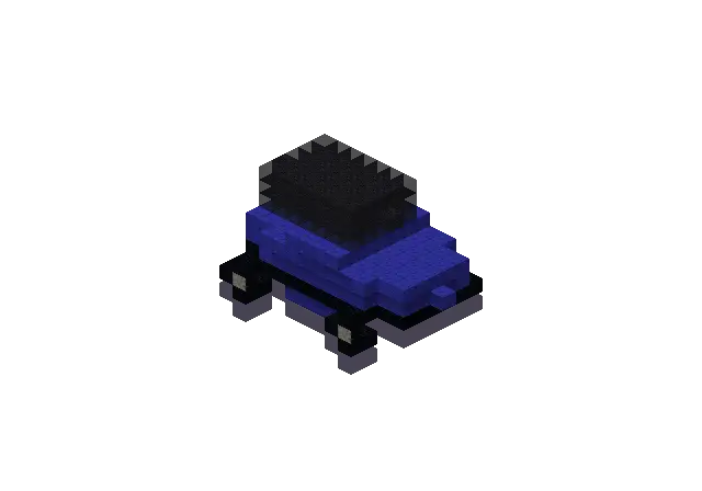 Blue car, a Minecraft vehicle of 413 blocks, rendered by Blocksmith from “a blue car”