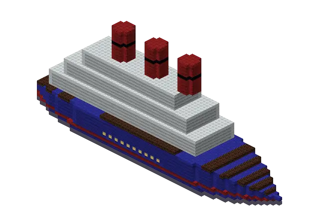 Blue cruise ship, a Minecraft vehicle of 7,173 blocks, rendered by Blocksmith from “a blue cruise ship”