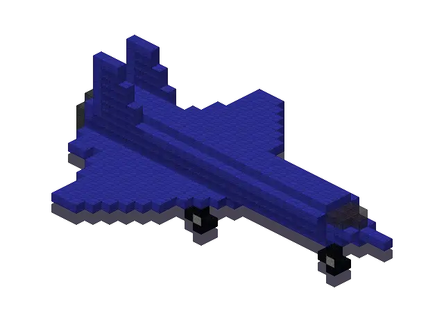 Blue fighter, a Minecraft vehicle of 666 blocks, rendered by Blocksmith from “a blue fighter”