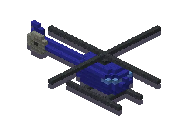 Blue helicopter, a Minecraft vehicle of 457 blocks, rendered by Blocksmith from “a blue helicopter”