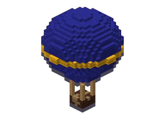 Blue hot air balloon, a Minecraft vehicle of 2,080 blocks, rendered by Blocksmith from “a blue hot air balloon”