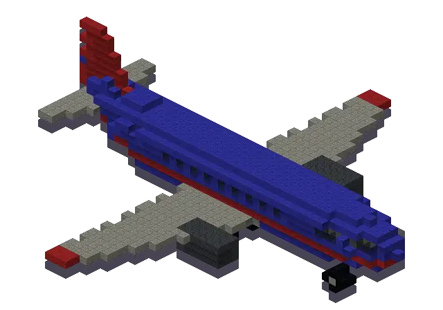 Blue plane, a Minecraft vehicle of 1,373 blocks, rendered by Blocksmith from “a blue plane”