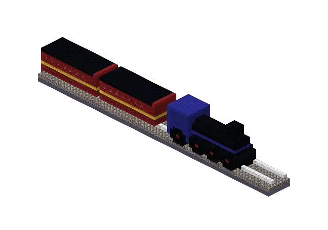 Blue steam train, a Minecraft vehicle of 2,694 blocks, rendered by Blocksmith from “a blue steam train”