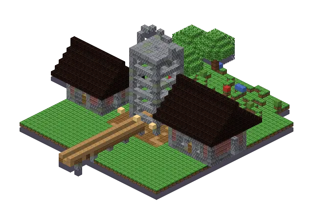Brick mine, a Minecraft mine of 3,300 blocks, rendered by Blocksmith from “a brick mine”