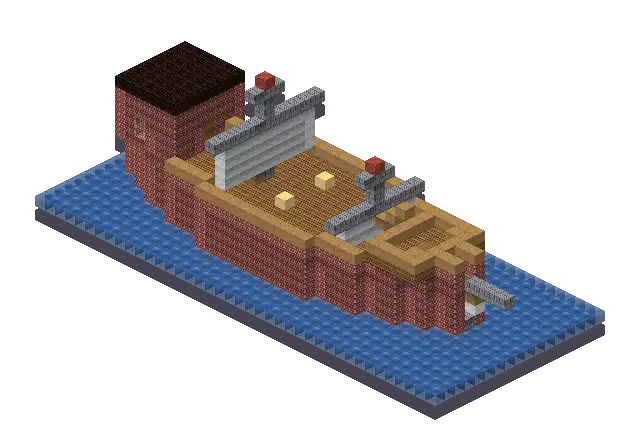 Brick ship, a Minecraft ship of 1,708 blocks, rendered by Blocksmith from “a brick ship”